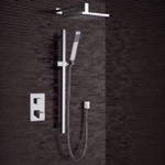 Remer SFR24 Chrome Thermostatic Shower System with 8 Inch Rain Shower Head and Hand Shower